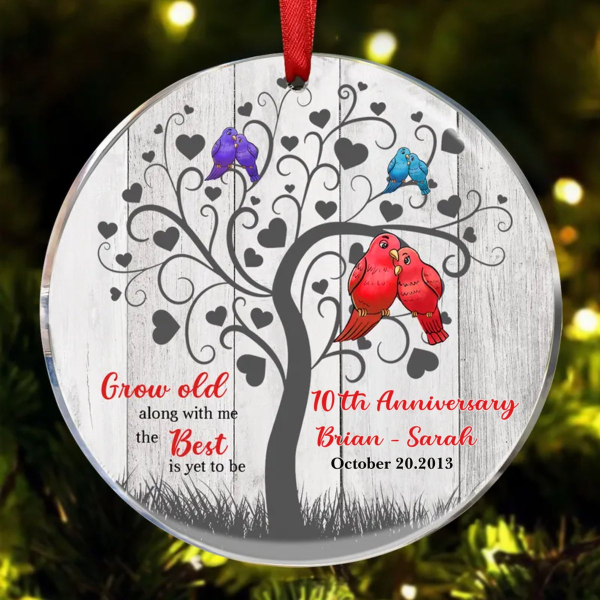 Couple - Grow Old Anniversary - Personalized Circle Ornament